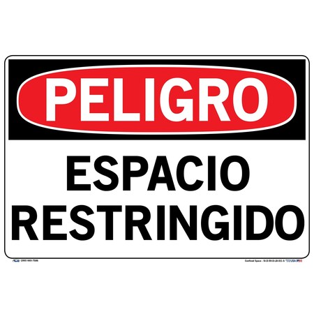 Vestil Vinyl Label Sign, 12-1/2" Height, 18-1/2" Width, Vinyl Label, Rectangle, Spanish SI-D-59-D-LB-011-S